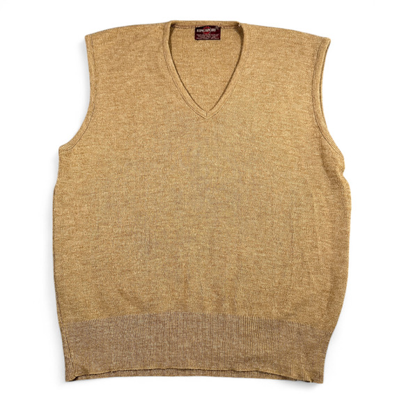 Vintage Kingsport Sweater Vest Adult MEDIUM Brown V Neck Knit USA Made 70s - Picture 1 of 7